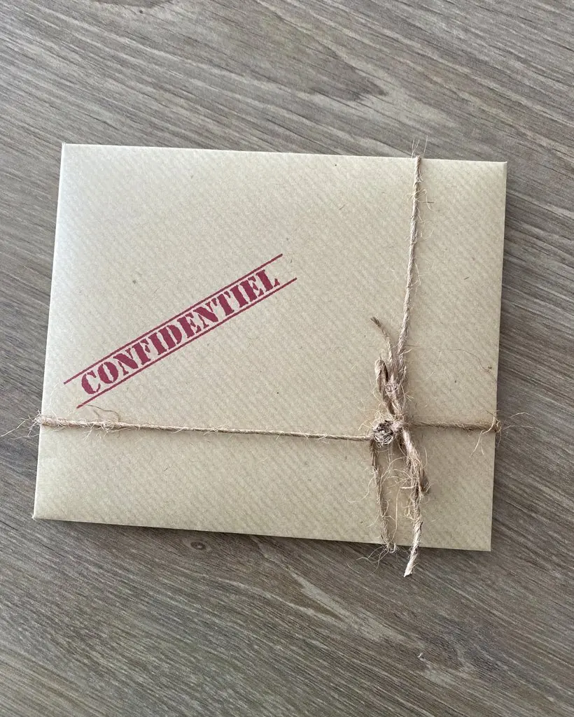 Enveloppe d invitation personnalisée fermée par une ficelle